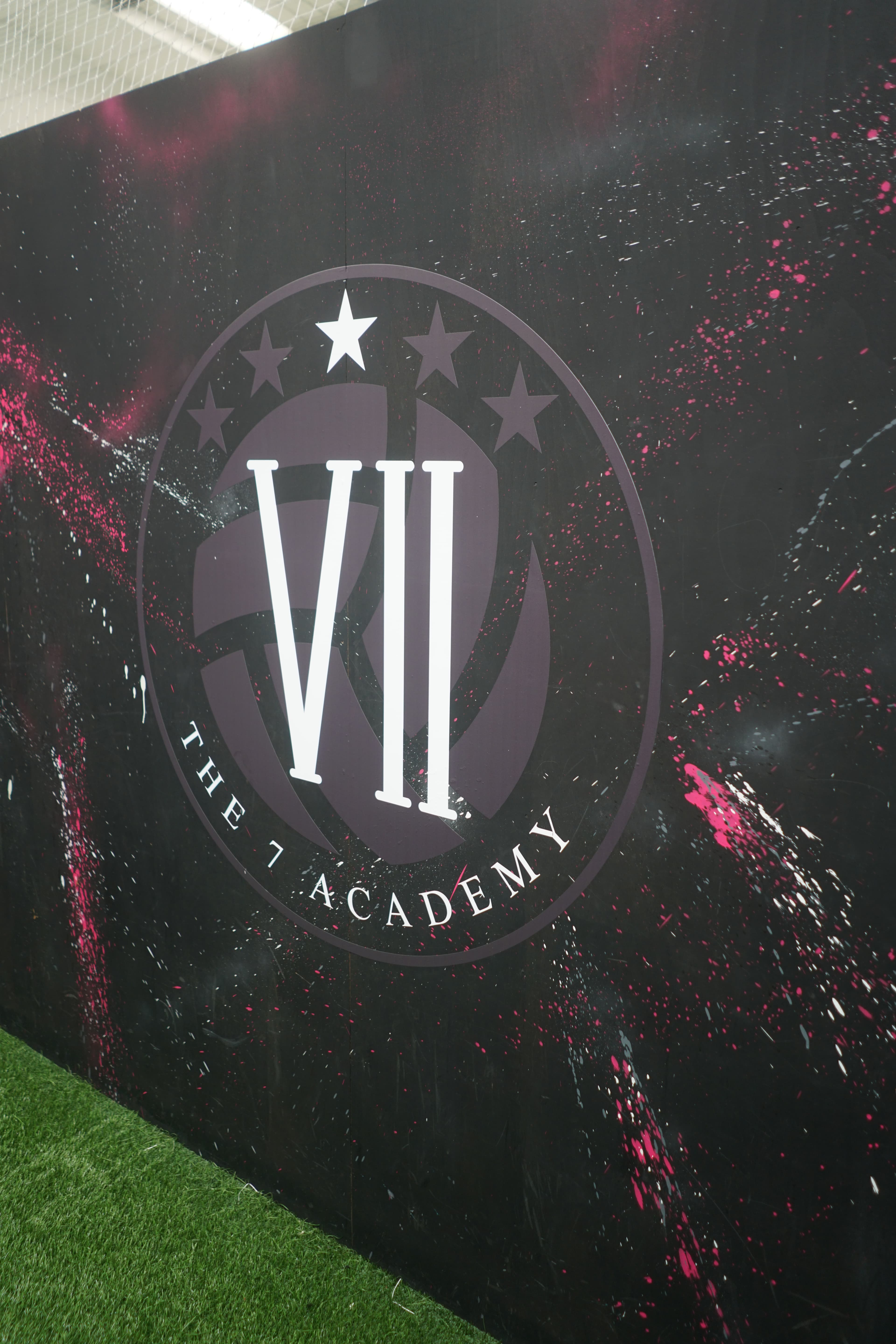 The 7 Academy branded mat on the pitch